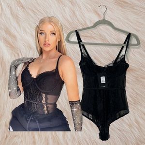 FASHION NOVA Black Lace Bodysuit